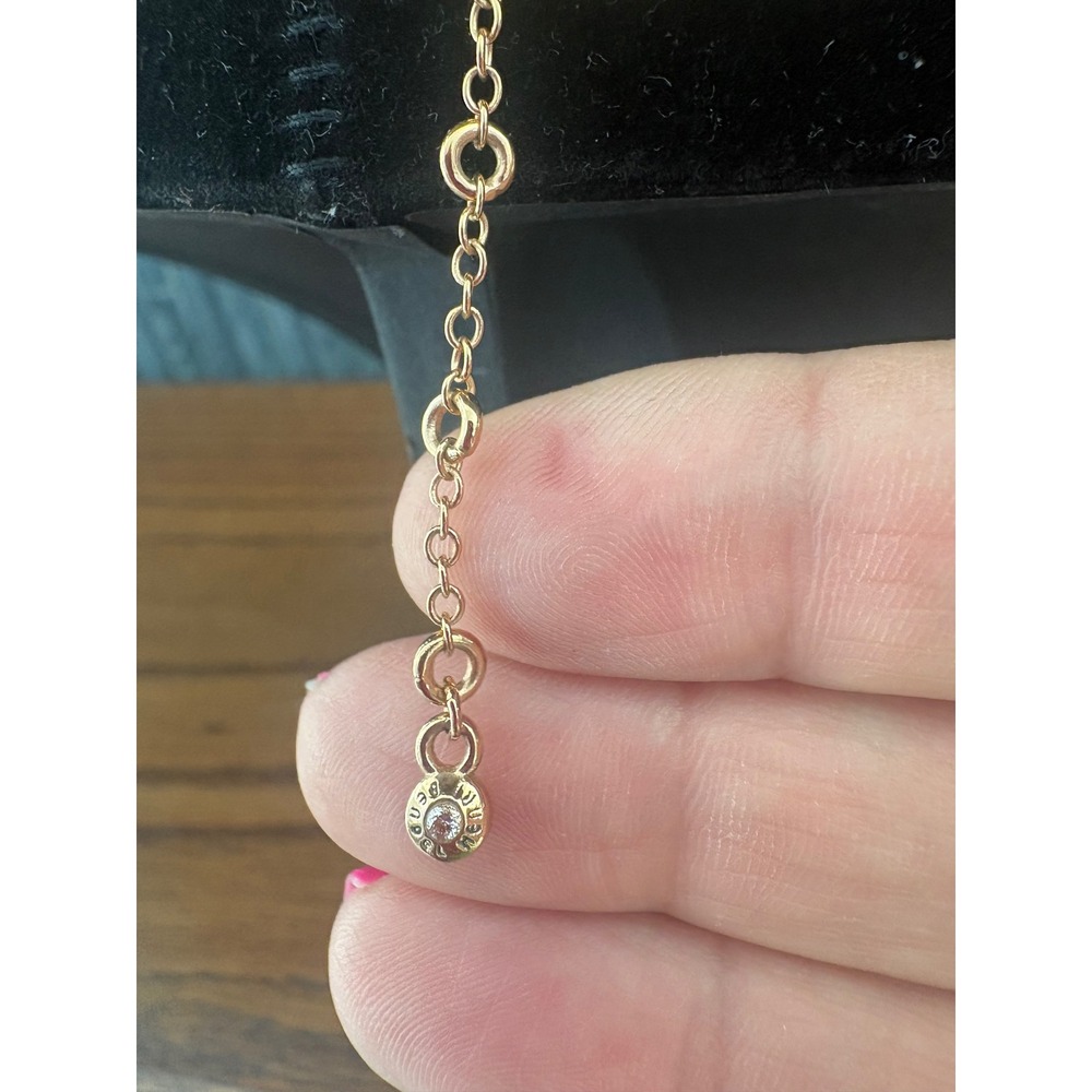 Henri Bendel New York Rose Gold Pave Crystal Bar Necklace Adjustable Chain - Picture 6 of 7